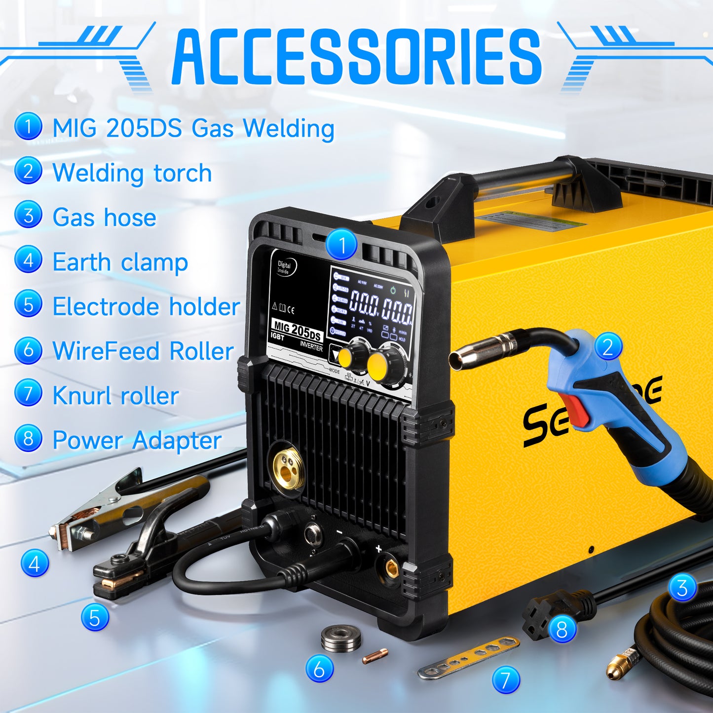 Sefaspe MIG205A マルチプロセス溶接機 – MIGフラックスコアリフトTIGおよびスティック溶接機