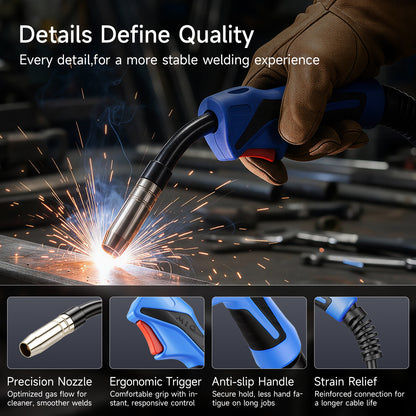 Sefaspe 200A MIG Welding Gun Torch, 10 ft Cable, Euro Quick Connector