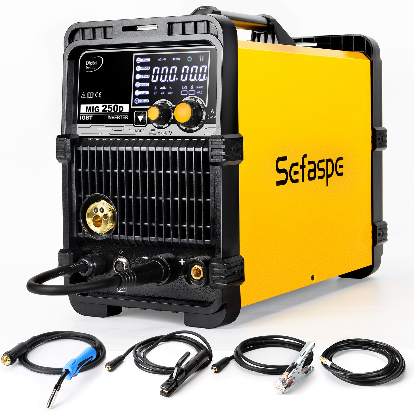 Sefaspe MIG250A 6-in-1 MIG溶接機 – MIG、TIG、フラックスコア、スティック溶接機能搭載のデュアル電圧