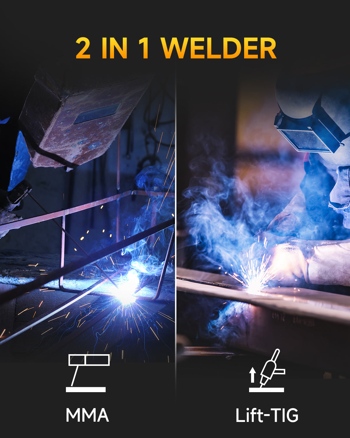 Sefaspe MMA205SE 205A デュアル電圧スティック溶接機 – ポータブル 2 in 1 ARC &amp; リフト TIG 溶接機