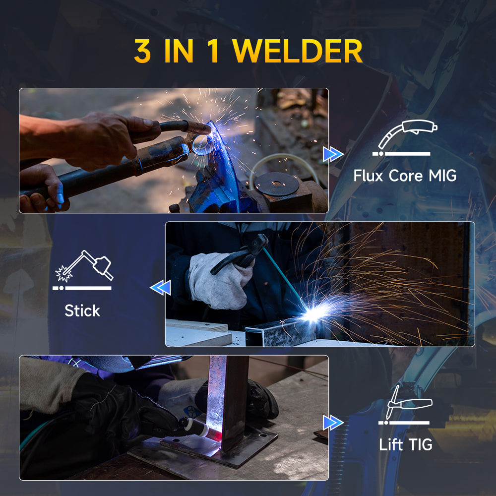 Sefaspe 3-in-1 Flux Core Welder | MIG, Stick & Lift TIG | 130A