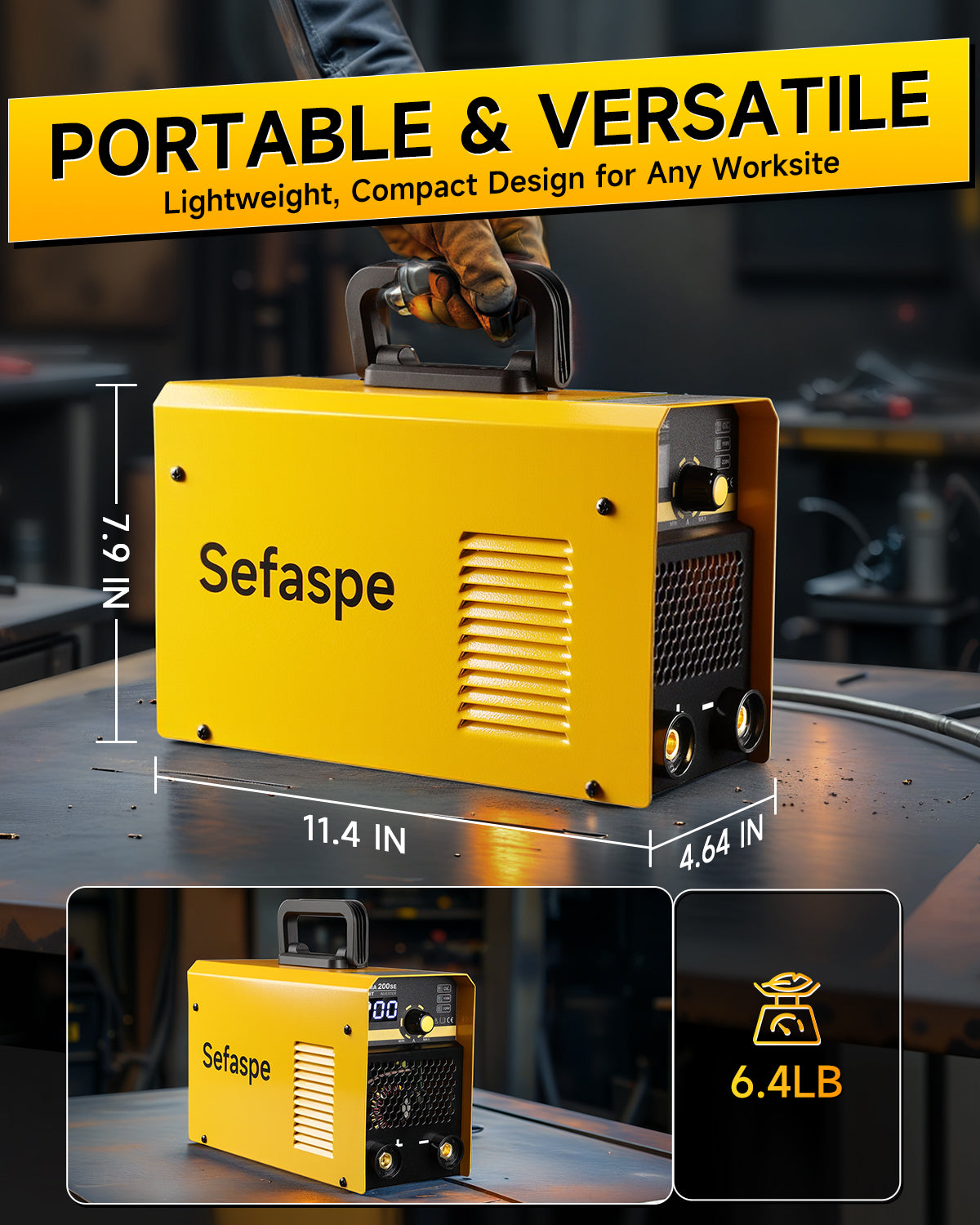 Sefaspe MMA200SE 200A デジタルインバータースティック溶接機 – ポータブル 110V/220V デュアル電圧 MMA &amp; リフト TIG マシン