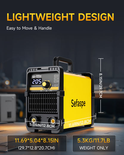Sefaspe MMA205SE 205A デュアル電圧スティック溶接機 – ポータブル 2 in 1 ARC &amp; リフト TIG 溶接機