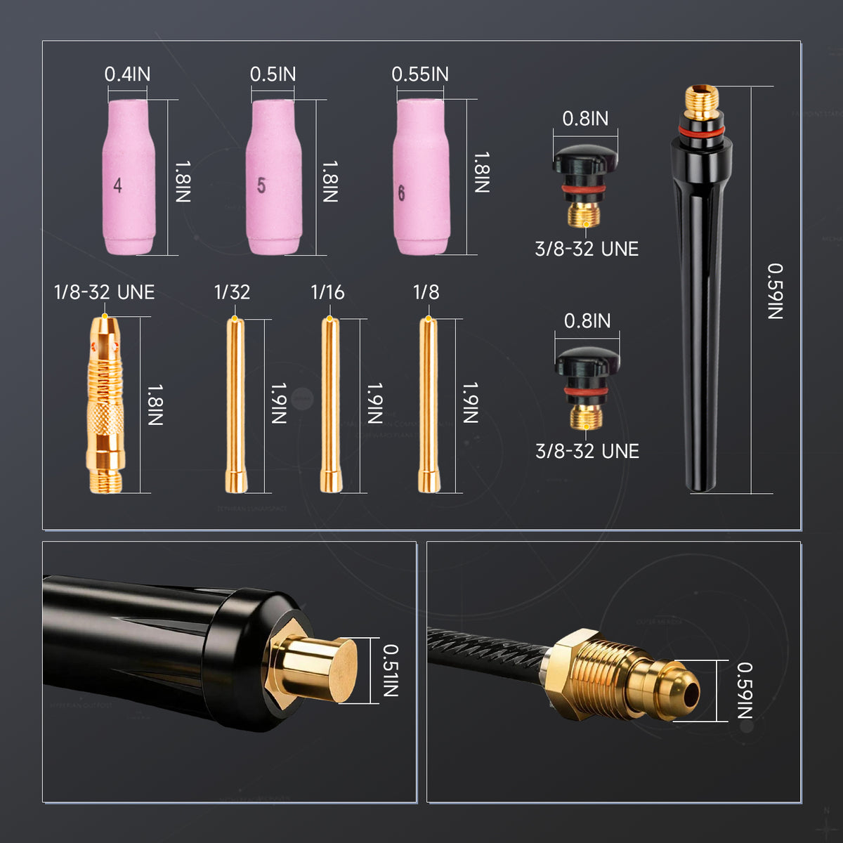 Sefaspe 200A Lift TIG Welding Torch, 13 ft Cable, 13 mm Connector