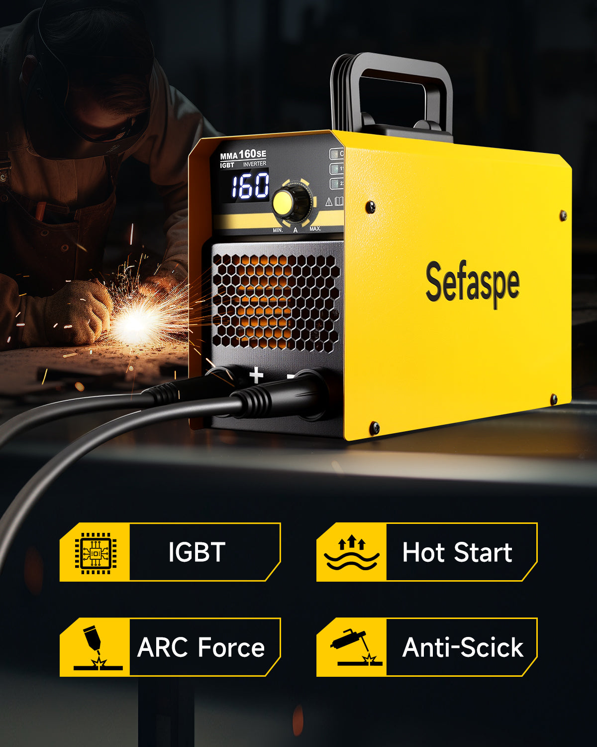 Sefaspe MMA160SE 110V/220V デジタルディスプレイ付きスティック溶接機 – ポータブル MMA &amp; リフト TIG 溶接機