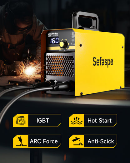 Sefaspe MMA160SE 110V/220V デジタルディスプレイ付きスティック溶接機 – ポータブル MMA &amp; リフト TIG 溶接機