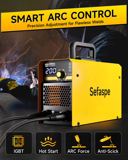 Sefaspe MMA200SE 200A デジタルインバータースティック溶接機 – ポータブル 110V/220V デュアル電圧 MMA &amp; リフト TIG マシン