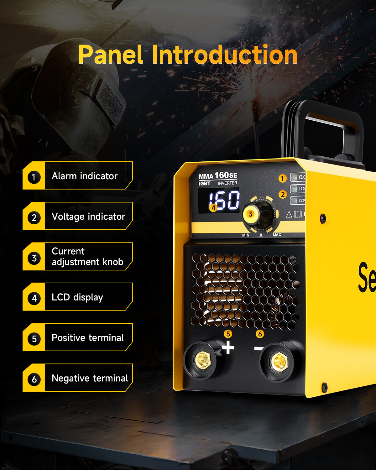 Sefaspe MMA160SE 110V/220V デジタルディスプレイ付きスティック溶接機 – ポータブル MMA &amp; リフト TIG 溶接機