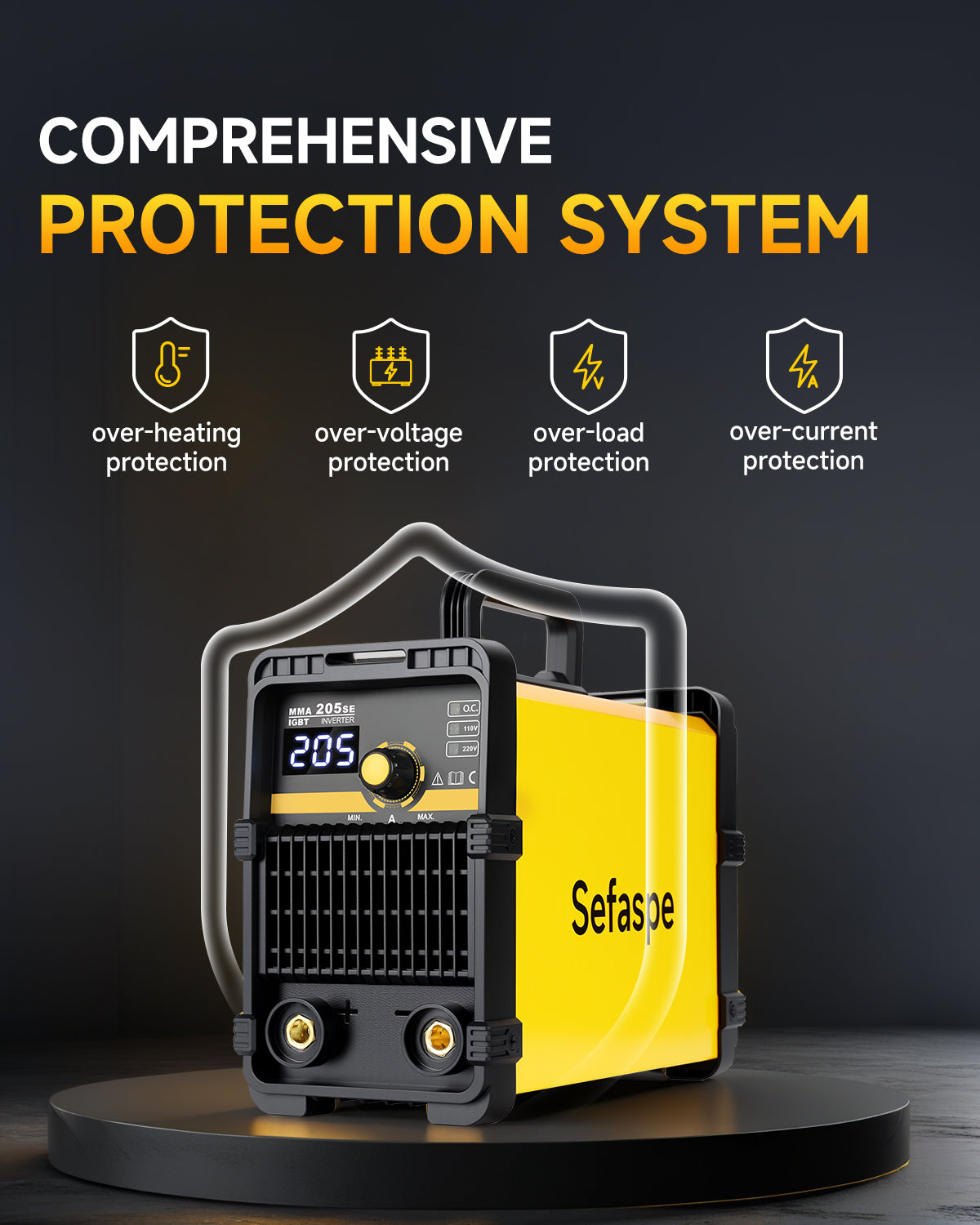 Sefaspe MMA205SE 205A デュアル電圧スティック溶接機 – ポータブル 2 in 1 ARC &amp; リフト TIG 溶接機