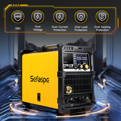Sefaspe MIG250A 6-in-1 MIG溶接機 – MIG、TIG、フラックスコア、スティック溶接機能搭載のデュアル電圧